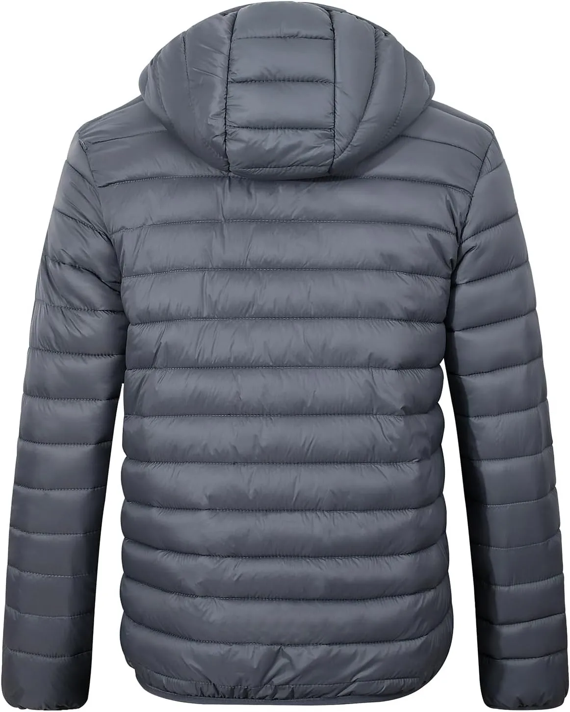 MADHERO Mens Packable Hooded Puffer Jacket Lightweight Water-Resistant Quilted Puffy Outerwear with Hood