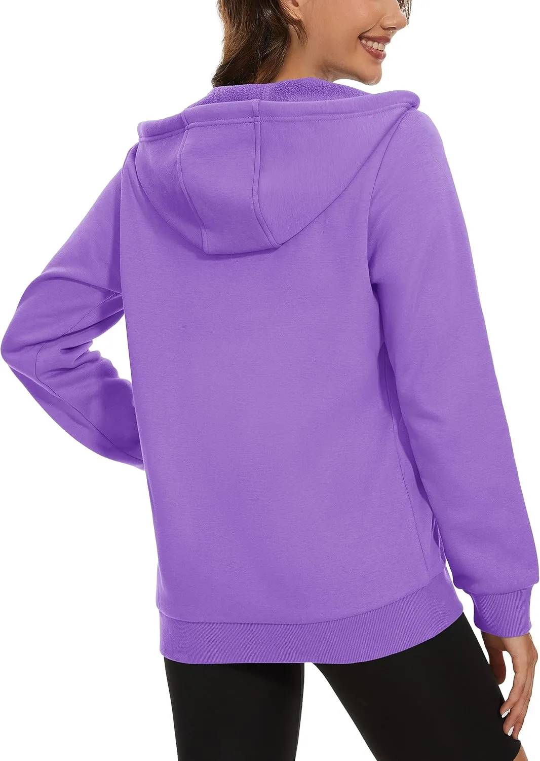 MAGCOMSEN Women's Fleece Lined Zip Up Hoodies Casual Hooded Jacket Workout Full Zip Sweatshirts Pocket Coats