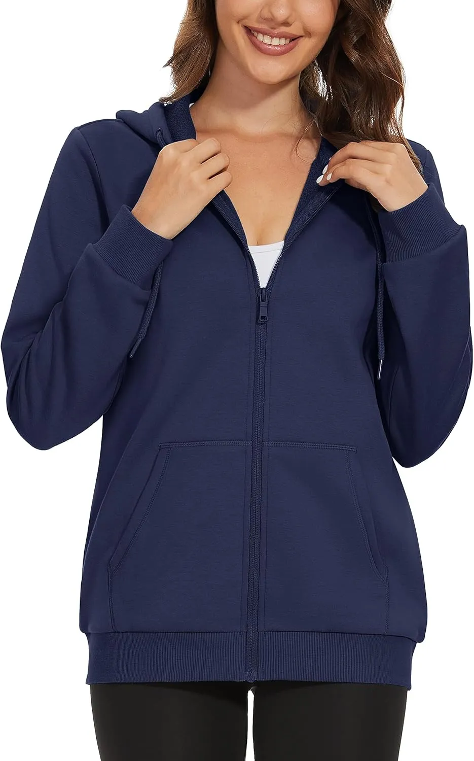 MAGCOMSEN Women's Fleece Lined Zip Up Hoodies Casual Hooded Jacket Workout Full Zip Sweatshirts Pocket Coats