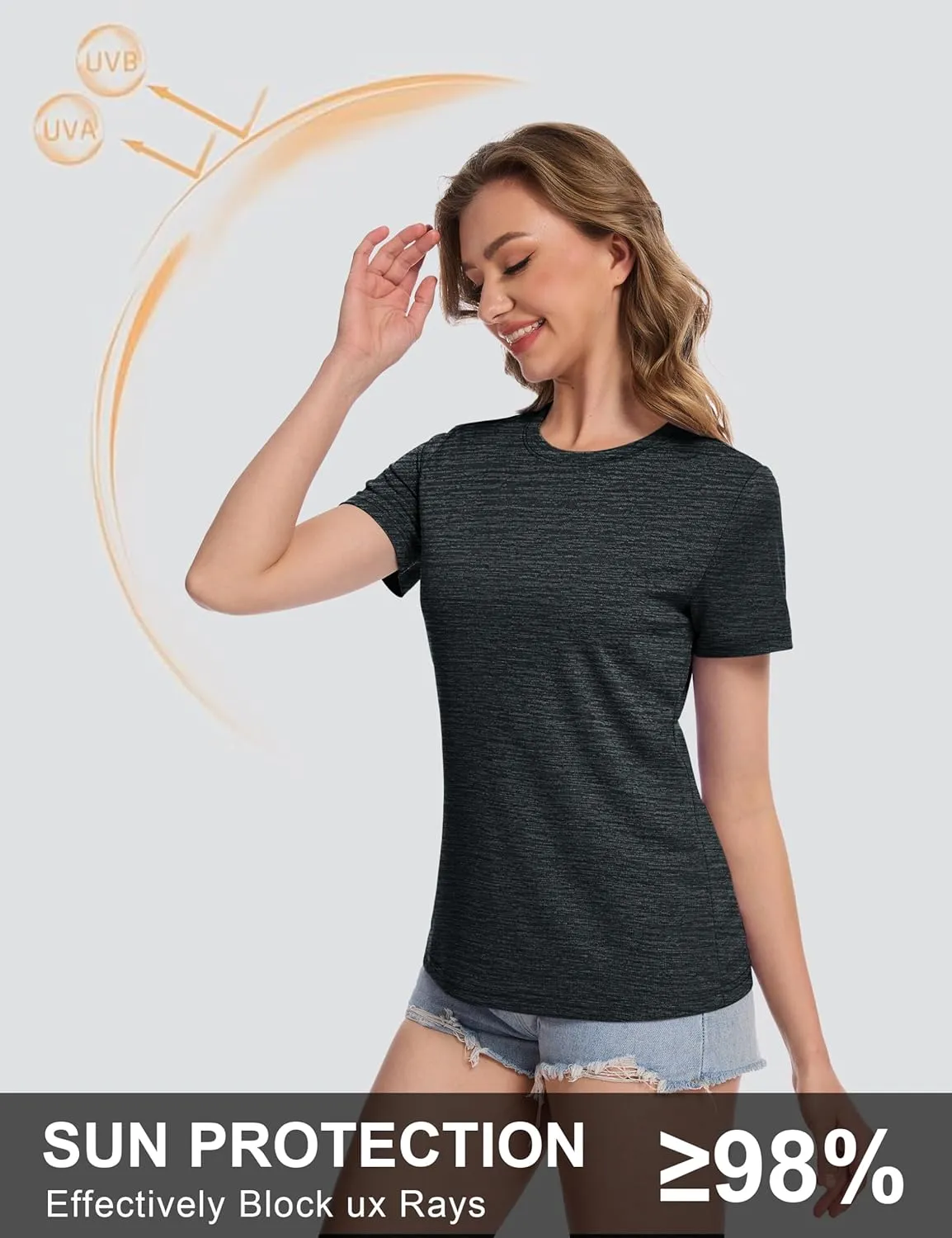 MAGCOMSEN Women's Short Sleeve T Shirts UPF 50  Sun Protection Athletic Running Workout Tee Tops
