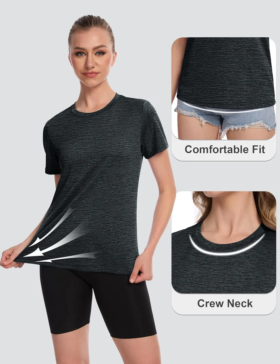 MAGCOMSEN Women's Short Sleeve T Shirts UPF 50  Sun Protection Athletic Running Workout Tee Tops