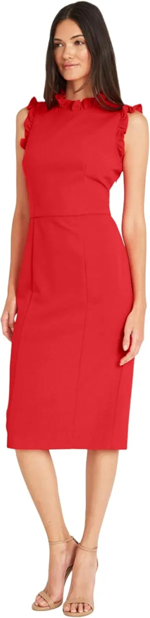 Maggy London Women's Ruffle Neck and Armhole Sheath Dress