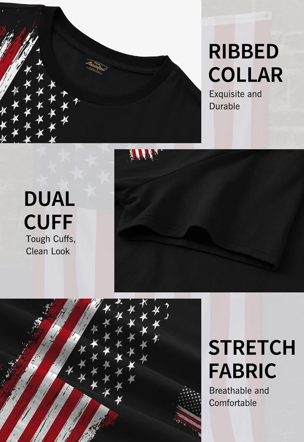 Mainfini Men's 4th of July T-Shirt American Flag 1776 Short Sleeve Tshirt (S-3XL)