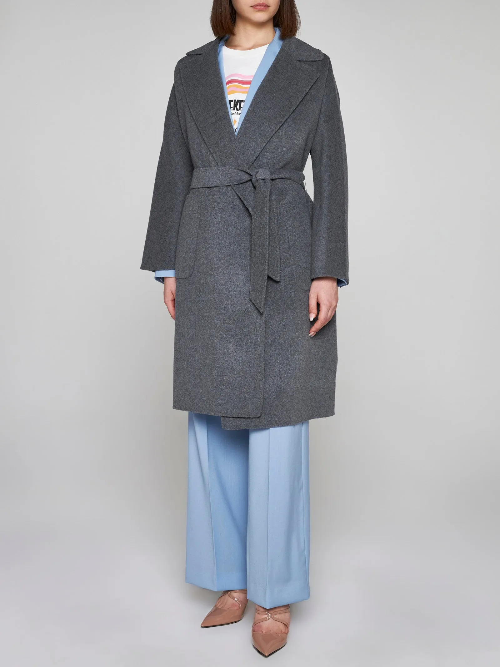 medium grey pure wool coat
