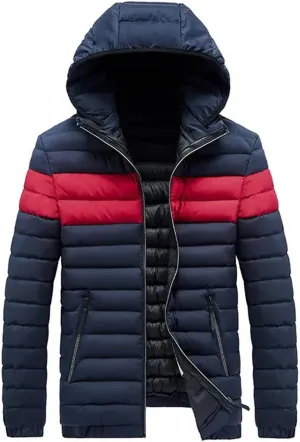 Men Cotton Padded Winter Warm Jackets Outwear Thick Windproof Hooded Parka Coats