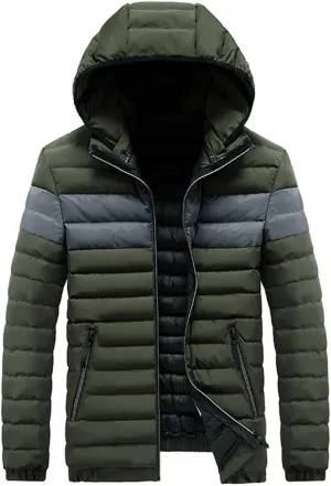 Men Cotton Padded Winter Warm Jackets Outwear Thick Windproof Hooded Parka Coats
