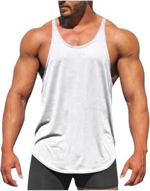 Men's Bodybuilding Stringer Tank Tops Quick Dry Athletic Workout T Shirts Sleeveless Muscle Fitness Tee