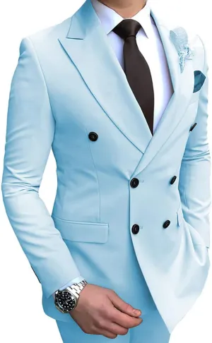 Men's Double Breasted Suit Blazer Slim Fit Casual Sports Coat for Wedding Peak Lapel Business Suit Blazer(1 Jacket)