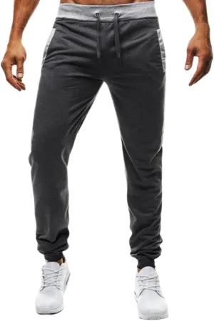 Mens Drawstring Athletic Joggers Sweatpants with Zipper Pockets Gym Running Workout Track Sport Casual Pants