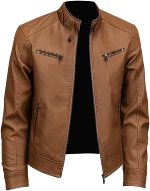 Men's Faux Leather Jacket for Fall/Winter,Men PU Jacket, outwear coat
