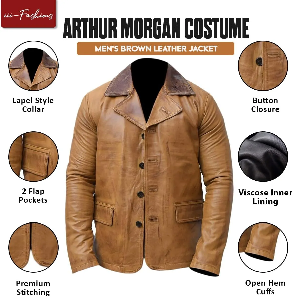 Mens Halloween Cosplay Tan Brown Leather Trench Coat Gaming Costume Jacket