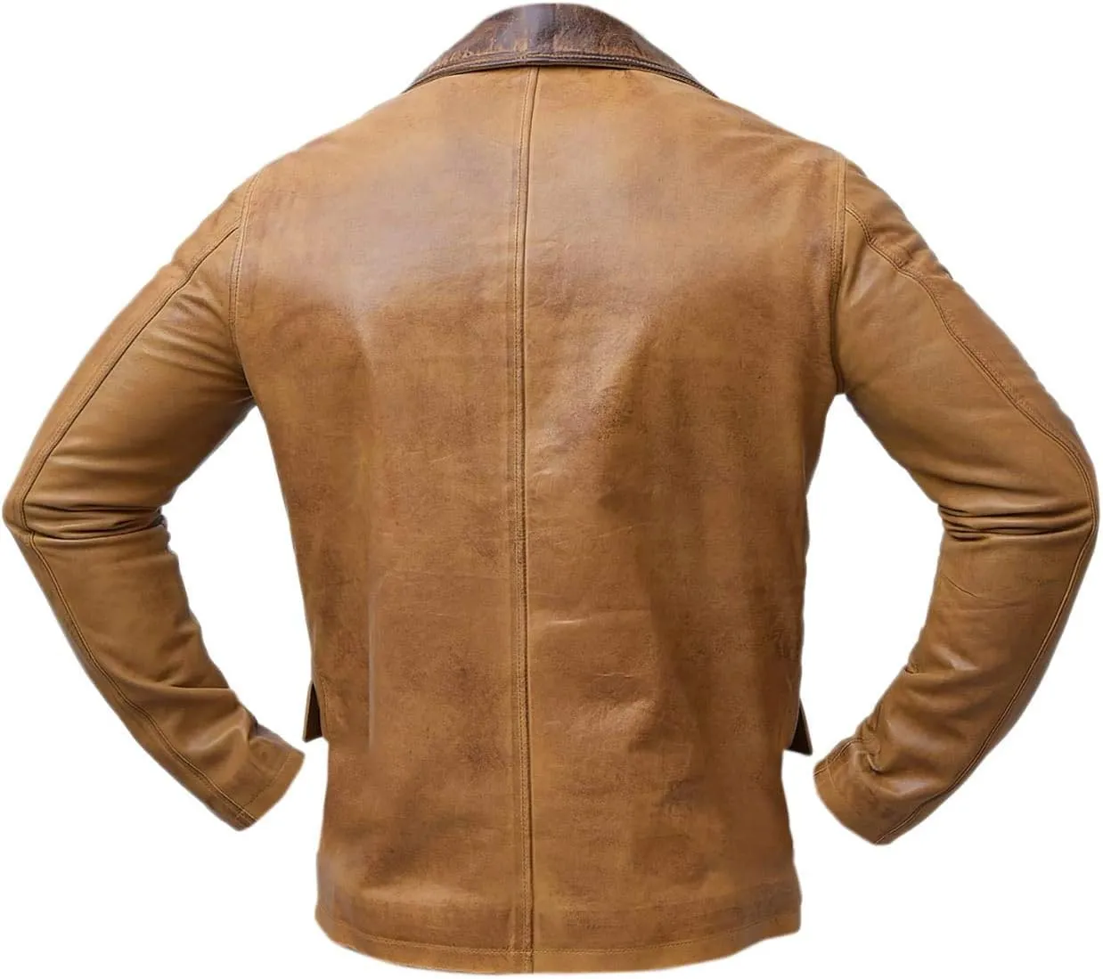 Mens Halloween Cosplay Tan Brown Leather Trench Coat Gaming Costume Jacket