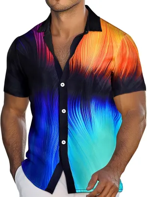 Men's Hawaiian Printed Short Sleeve Shirts Tropical Floral Button Down Aloha Holiday Shirt Vacation Casual Beach Clothings