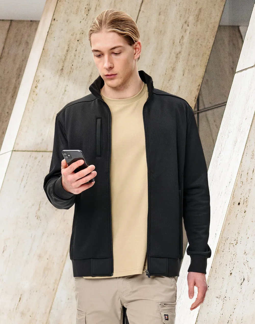 Mens Jacquard Fleece Bomber Jacket JK57