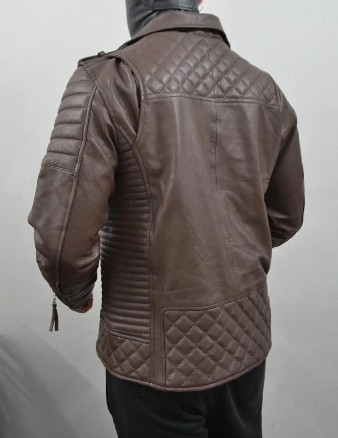 Mens Leather Jacket - Biker Leather Jacket For Men - Lightweight Slim Mens Leather Motorcycle Jackets Black Real Lambskin