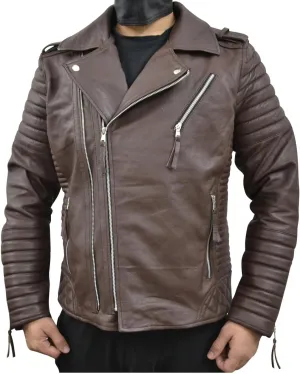 Mens Leather Jacket - Biker Leather Jacket For Men - Lightweight Slim Mens Leather Motorcycle Jackets Black Real Lambskin