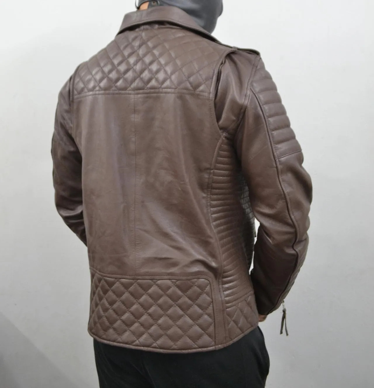 Mens Leather Jacket - Biker Leather Jacket For Men - Lightweight Slim Mens Leather Motorcycle Jackets Black Real Lambskin