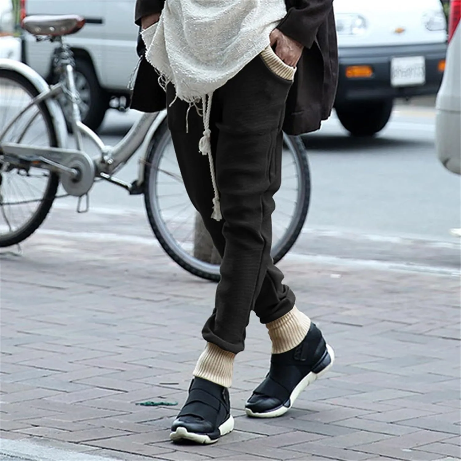 Mens Novelty Drawstring Slim Fit Knitted Casual Loose Lightweight Wrinkle Free Fashion Long Dress Suit Trousers Pants