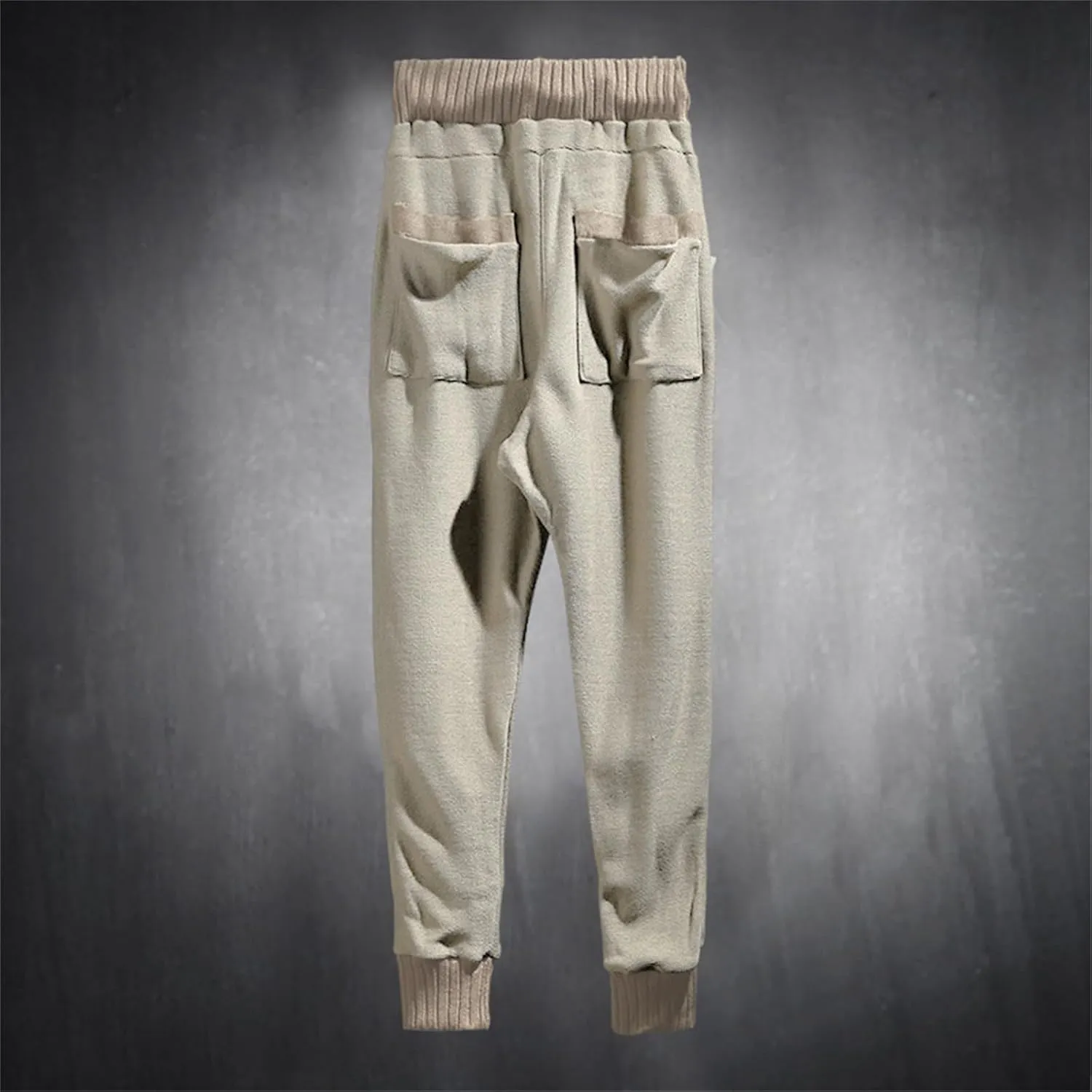 Mens Novelty Drawstring Slim Fit Knitted Casual Loose Lightweight Wrinkle Free Fashion Long Dress Suit Trousers Pants