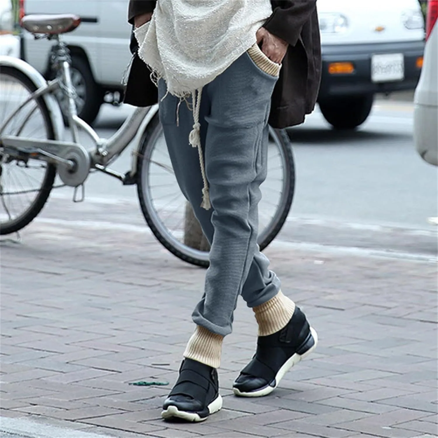 Mens Novelty Drawstring Slim Fit Knitted Casual Loose Lightweight Wrinkle Free Fashion Long Dress Suit Trousers Pants