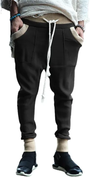 Mens Novelty Drawstring Slim Fit Knitted Casual Loose Lightweight Wrinkle Free Fashion Long Dress Suit Trousers Pants