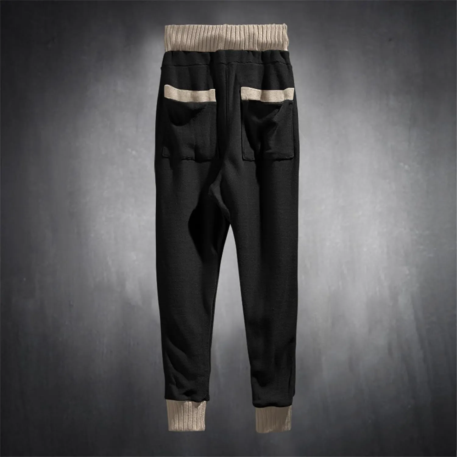 Mens Novelty Drawstring Slim Fit Knitted Casual Loose Lightweight Wrinkle Free Fashion Long Dress Suit Trousers Pants