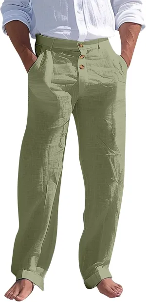 Men's Pants Work Straight-Leg Drawstring Comfy Vacation Trendy Pant Big and Tall Dressy with Pocket Travel Trousers