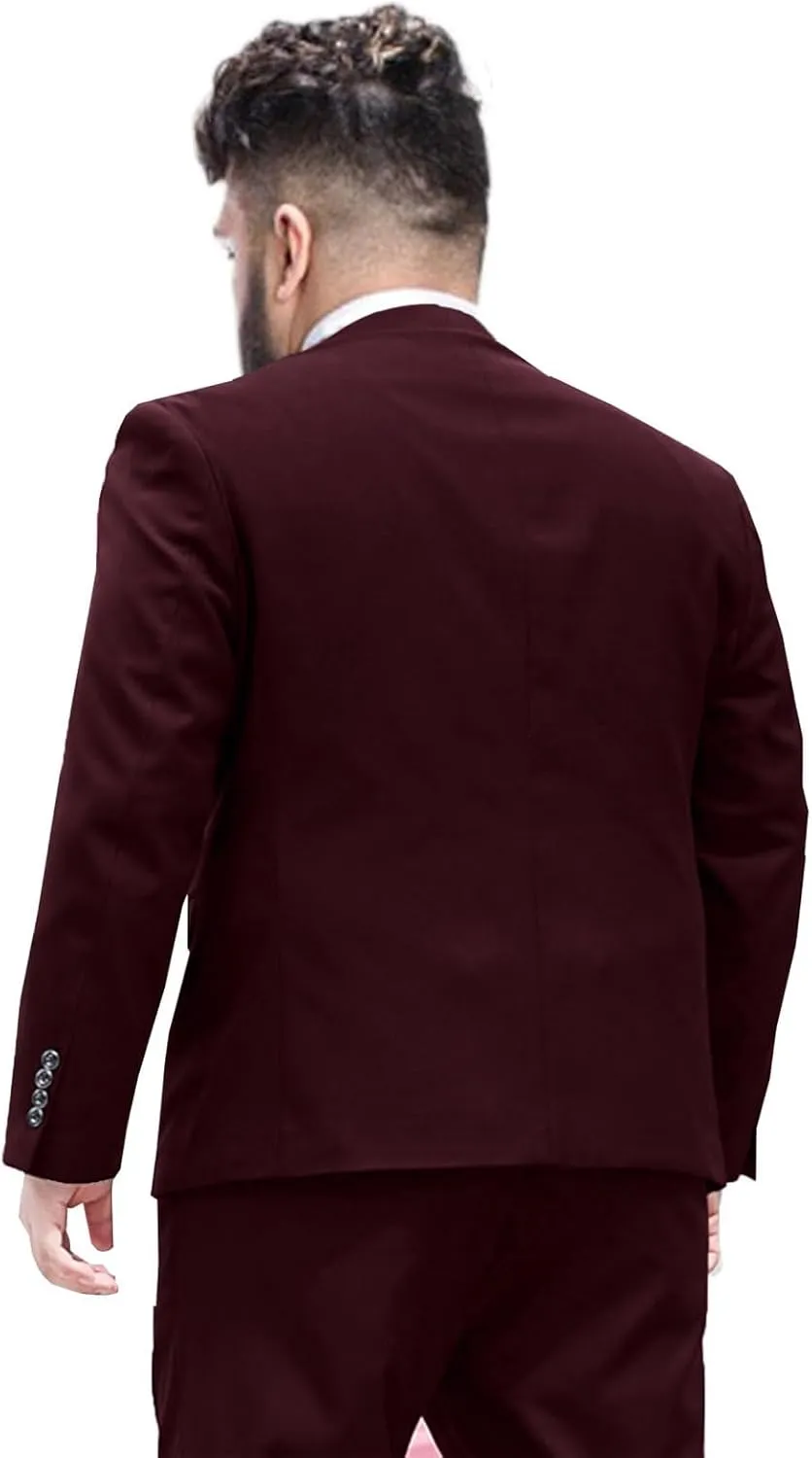 Men's Plus Size 3 Pieces Suit Big Tall Notch Lapel Two Buttons Wedding Tux Vest Pants