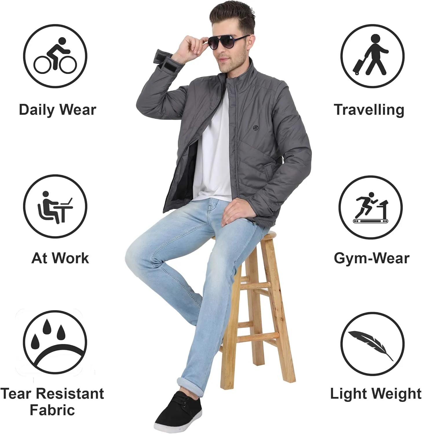 Men's Puffer Jacket Water-Resistant Light Weight Windproof Soft Fabric Down Jacket for Outdoor Activities