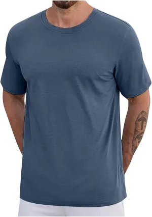 Men's Quick Dry Short Sleeve T Shirt Cotton Summer Casual Crewneck Lightweight Tee Shirts Workout Athletic Tops
