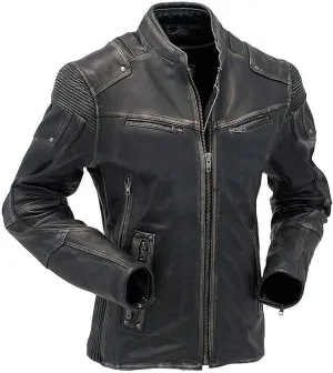 Mens Racing Motorcycle Padded Armored Distressed Brown Cowhide Leather Jacket