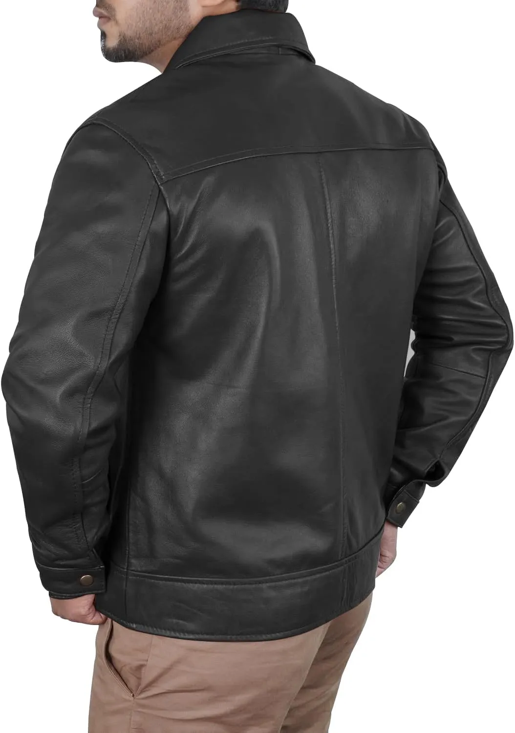 Mens Real Leather Jacket - Casual Outerwear Moto Leather Jacket Men