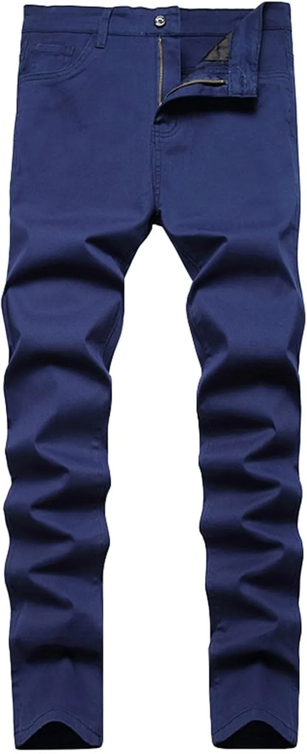 Mens Skinny Dress Pants Straight Leg Slim Fit Stretchy Solid Classic Chino Pants Outdoor Business Golf Casual Pants