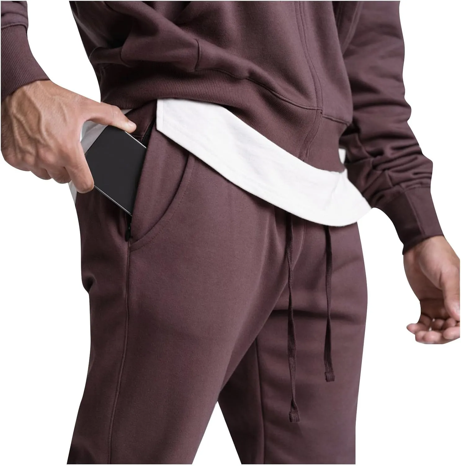 Men's Stylish Slim Fit Joggers Pants Gym Workout Training Tapered Cropped Pants Solid Drawstring Sweat Track Pants