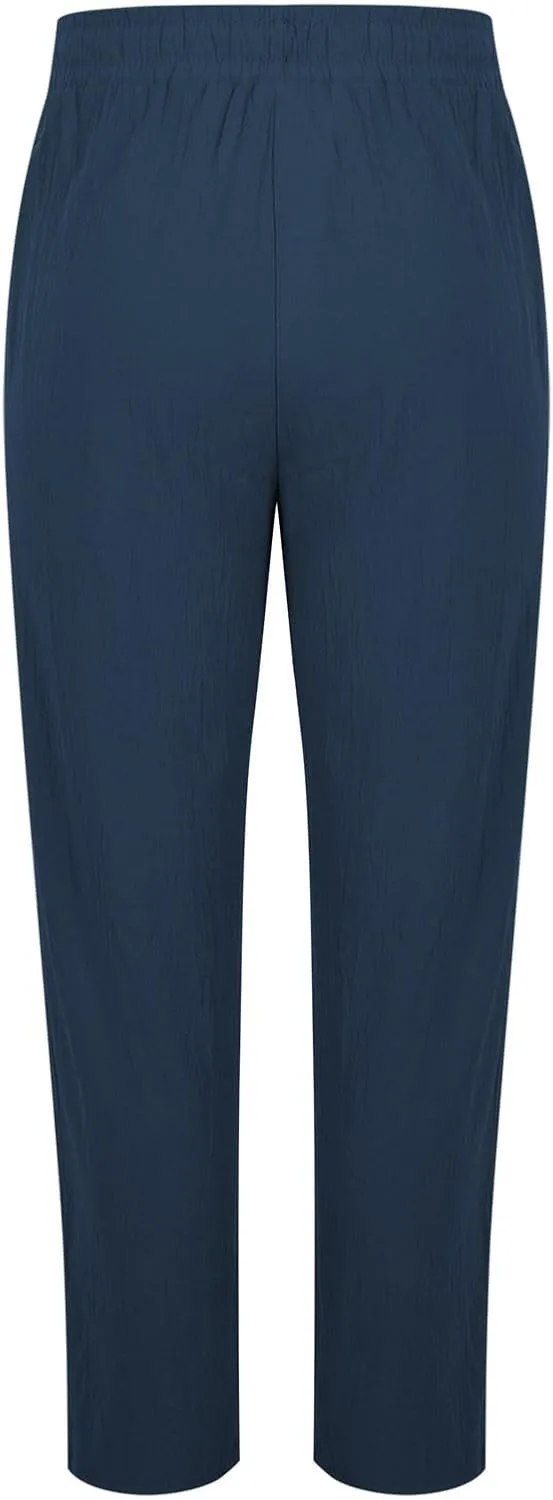 Mens Summer Beach Pants Loose Fit Lightweight Elastic Waist Cotton Linen Pant Comfy Tropical Vacation Travel Trousers