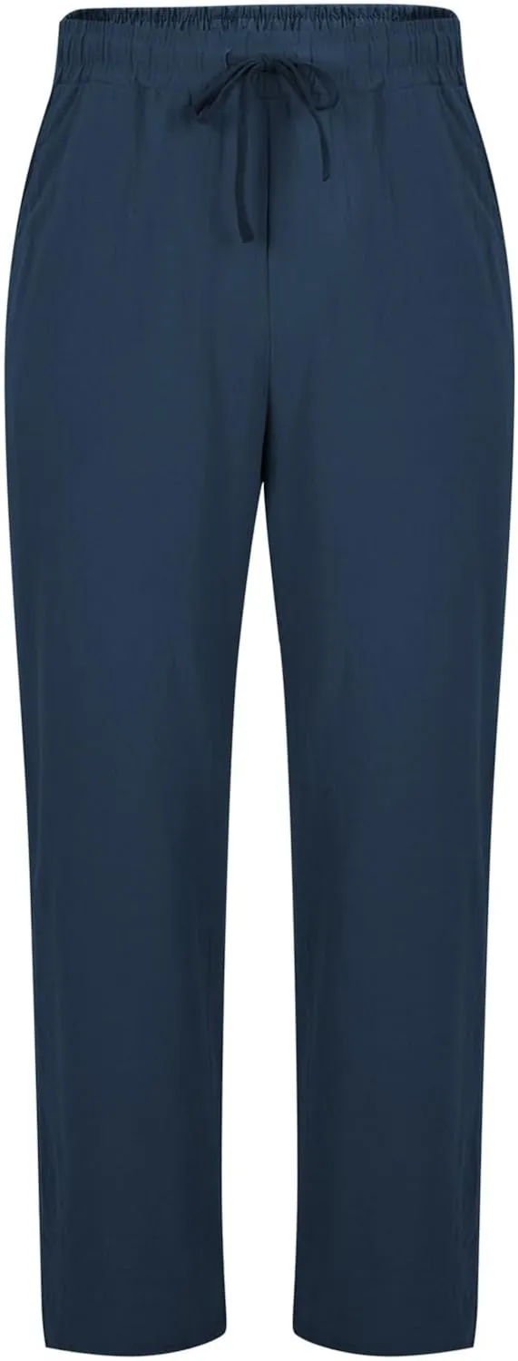 Mens Summer Beach Pants Loose Fit Lightweight Elastic Waist Cotton Linen Pant Comfy Tropical Vacation Travel Trousers