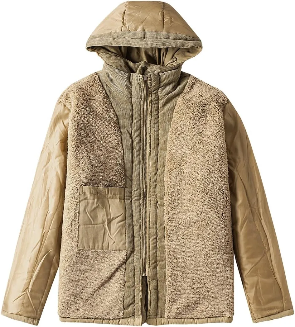 Men's Thicken Parkas Winter Fleece Hooded Coat Military Jacket Outdoor Cotton Padded Windbreaker
