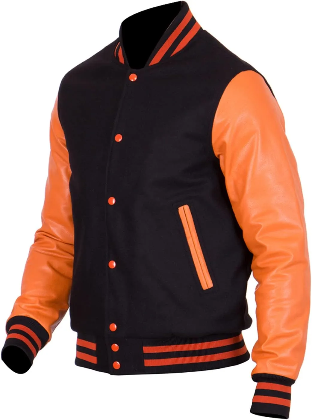 Men's Varsity Letterman Jacket - High School College Baseball Bomber Jacket Wool   Faux Leather Jacket Men