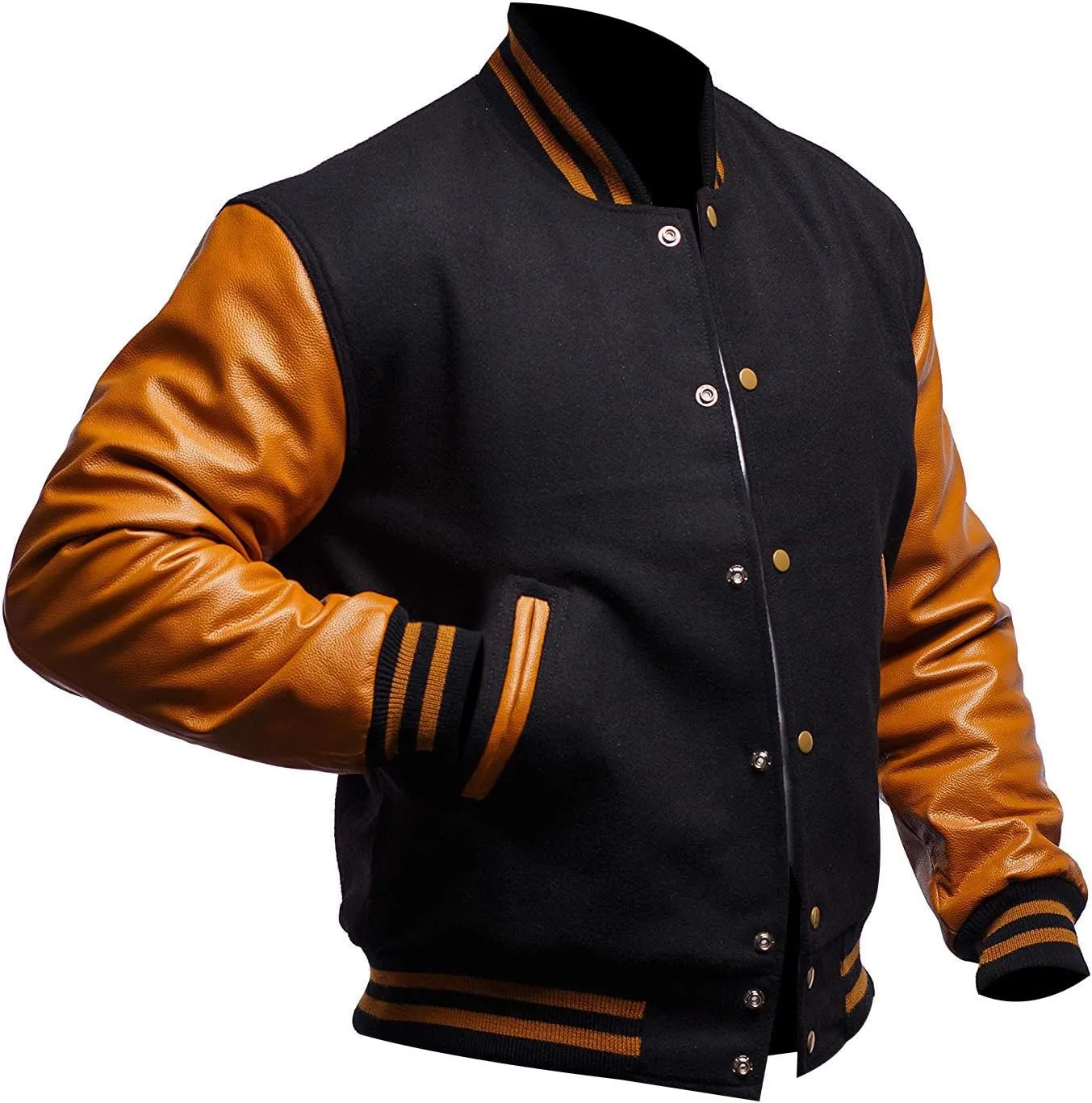Men's Varsity Letterman Jacket - High School College Baseball Bomber Jacket Wool   Faux Leather Jacket Men