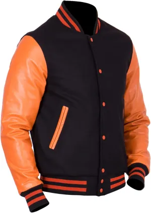 Men's Varsity Letterman Jacket - High School College Baseball Bomber Jacket Wool   Faux Leather Jacket Men