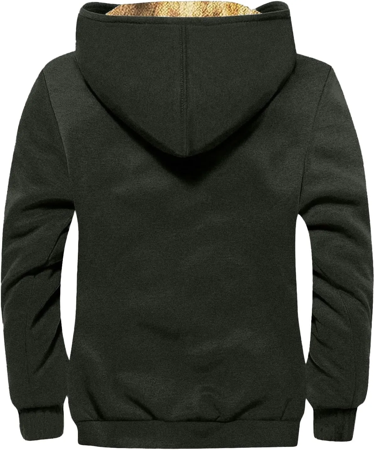 Mens Vintage Fleece Jacket Sherpa Lined Winter Coats Parka Warm Over Outerwear Windproof Casual Hoodies with Pocket