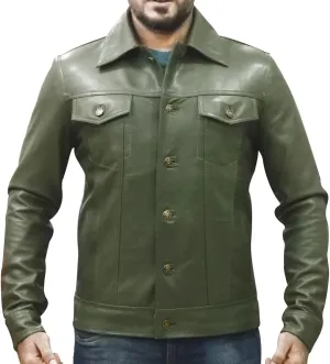 Mens Vintage Style Trucker Leather Jacket Lambskin Classic Fashion Mens Motorcycle Jackets