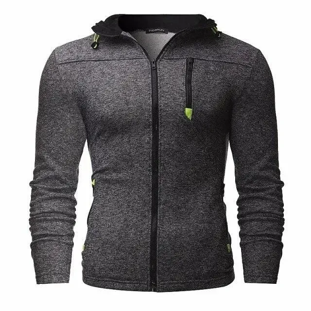 Men’s zipper hoodies bodybuilding jogger cotton fleece sweatshirts