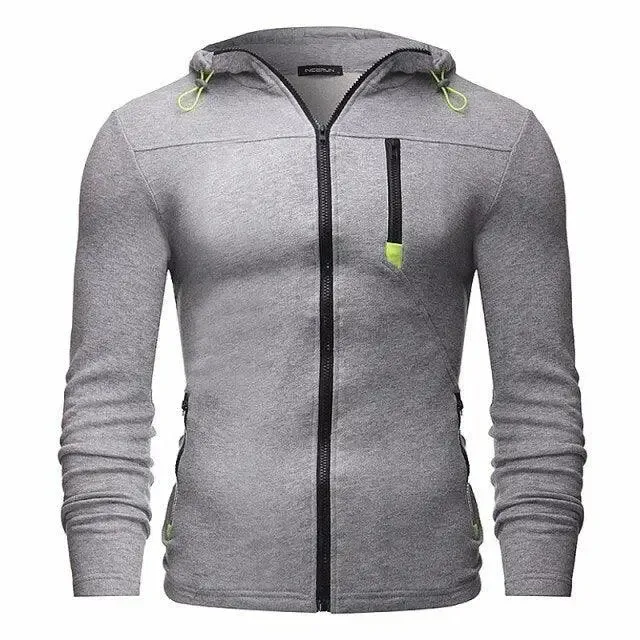 Men’s zipper hoodies bodybuilding jogger cotton fleece sweatshirts