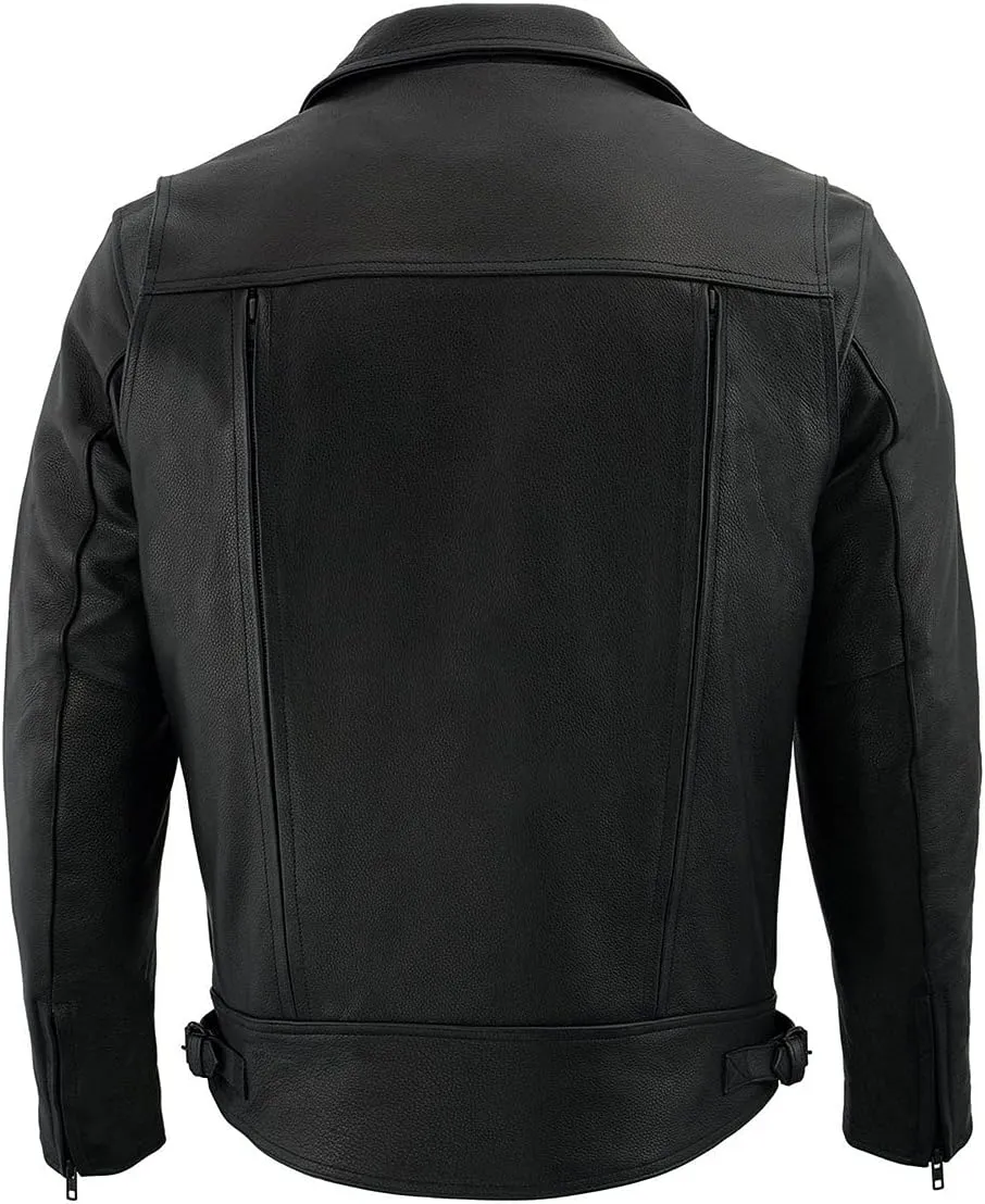 Milwaukee Leather LKM1781 Men's The Legend Classic Black Premium Leather Motorcycle Jacket w/Quilted Liner