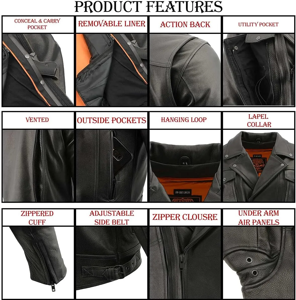 Milwaukee Leather LKM1781 Men's The Legend Classic Black Premium Leather Motorcycle Jacket w/Quilted Liner