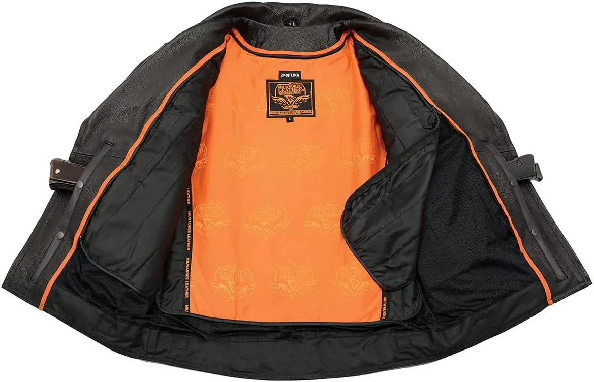 Milwaukee Leather LKM1781 Men's The Legend Classic Black Premium Leather Motorcycle Jacket w/Quilted Liner