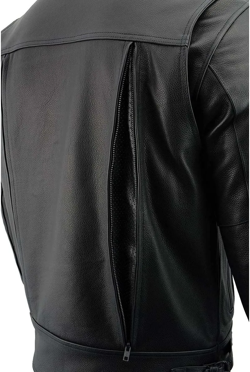 Milwaukee Leather LKM1781 Men's The Legend Classic Black Premium Leather Motorcycle Jacket w/Quilted Liner