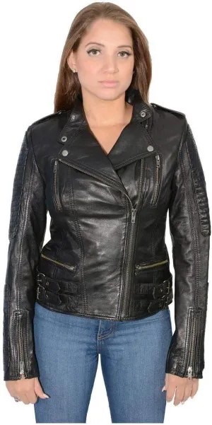 Milwaukee Leather SFL2820 Women's Quilted Black Lambskin Motorcycle Style Fashion Casual Leather Jacket