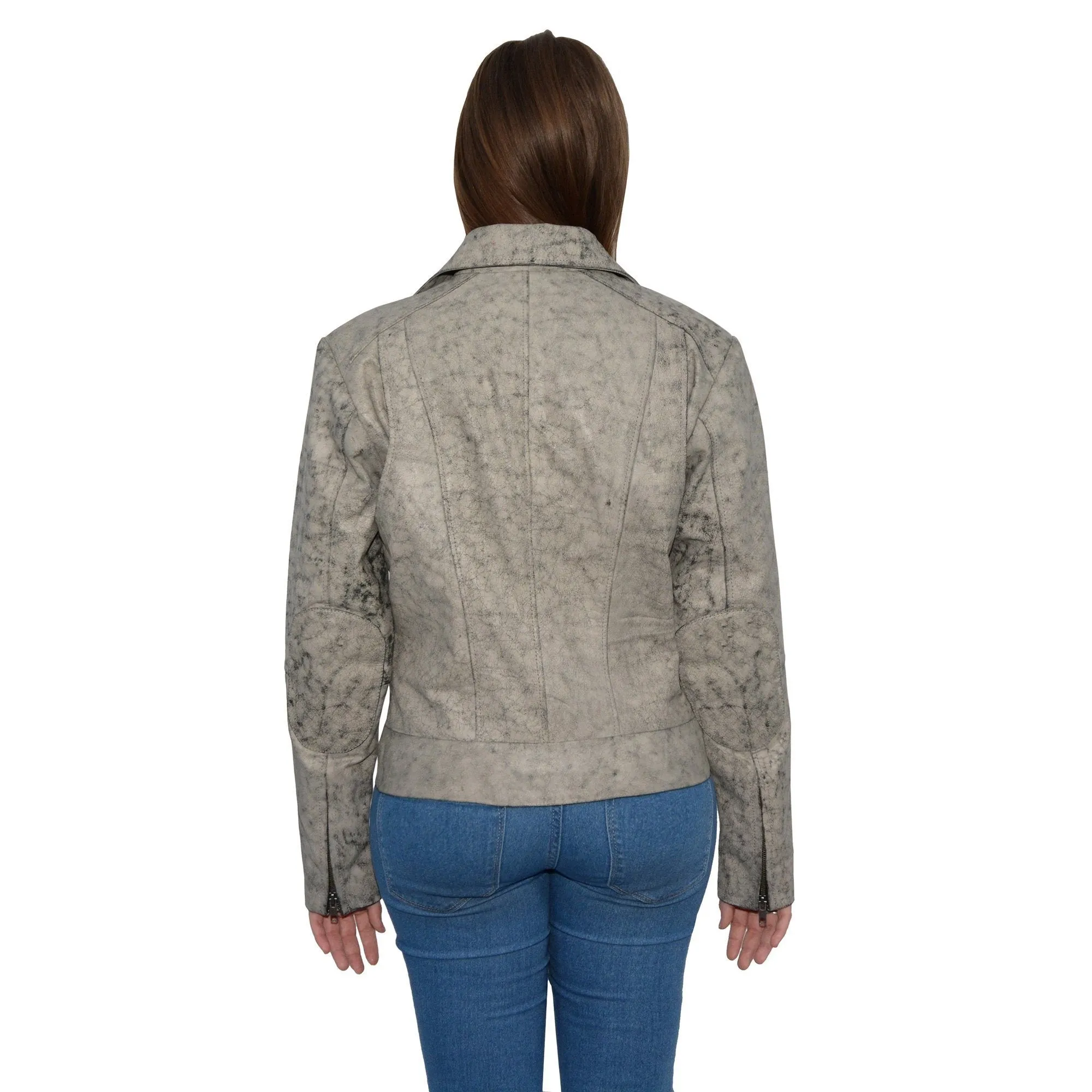Milwaukee Leather-SFL2835-Ladies Distressed Brown Leather Motorcycle Jacket  Look with Asymmetrical Zipper